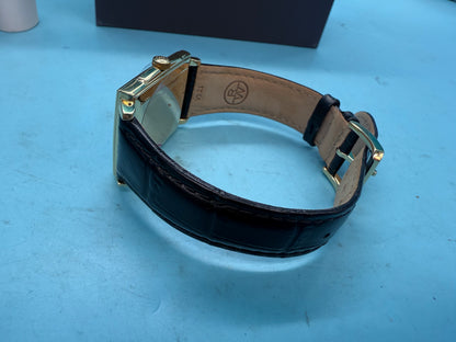 Raymond Weil Toccata watch back case showing details of black strap and back of strap